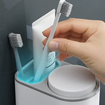 Ecoco titularul Periuta de dinti pasta de dinti organizator depozitare periute de dinti raft magnetic de adsorbție Cu cupa accesorii de baie