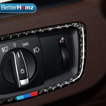 Interior de mașină din Fibra de Carbon Faruri Comutator Butoane acoperire Cadru autocolante de styling auto Pentru BMW X1 F48 2016-2018 accesorii