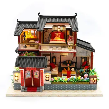 Copii din lemn in Miniatura Păpuși Jucărie Copii DIY Casa Papusa Copil Model Manual de Asamblare Lemn Hut Japonia Stil Cadou de Ziua Jucărie