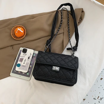 2020 nouă geantă de umăr lanț de moda doamnă sac sac casual pătrat mic sac negru de sex feminin geanta messenger bag geantă de umăr