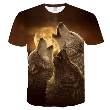 Noi Lupul de Imprimare T-Shirt pentru Bărbați de Femei de Moda 3D Hip Hop Tricou Animal Rece Maneca Scurta Top de Vara Tricouri Lup T Shirt de sex Masculin