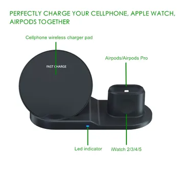 Qi Rapid Încărcător Wireless Stand Pentru iPhone 11 XR X 8 Apple Watch 3 în 1 de Încărcare Stație de Andocare pentru Airpods Pro iWatch 5 4 3 2