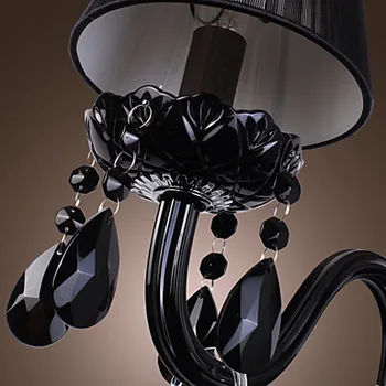 Arandela Cristal Negru cu Led-uri Moderne de Perete de Lumină Lampă cu Abajur din Tesatura Pentru Dormitor Acasă Tranșee de Perete Transport Gratuit
