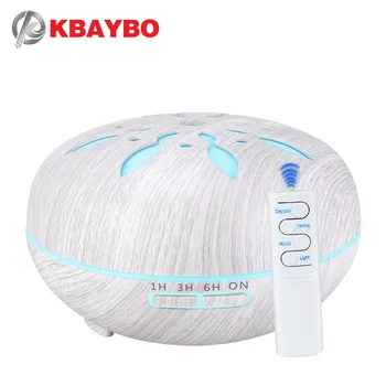 KBAYBO 550ml ulei esențial difuzor de aer umidificator lemn alb de control de la distanță aromoterapie filtru de ceață LED lumina de noapte pentru acasă