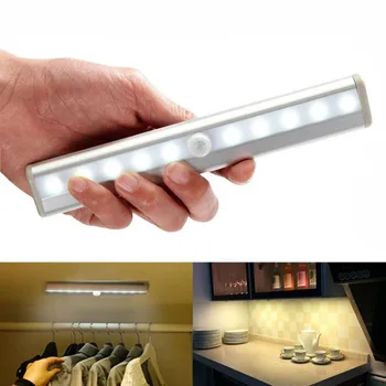 10 LED-uri Senzor de Mișcare PIR, Lampa Sub-Stick pe Cabinet de Lumină pentru Dulap Dulap Dulap Lumina de Noapte