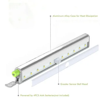 10 LED-uri Senzor de Mișcare PIR, Lampa Sub-Stick pe Cabinet de Lumină pentru Dulap Dulap Dulap Lumina de Noapte