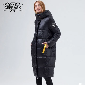 CEPRASK 2020 Iarna Noi Jos Jacheta Femei Hanorac Gros de Înaltă Calitate din Bumbac de Moda Lung de Culoare de Contrast Haina de Iarna Îmbrăcăminte exterioară