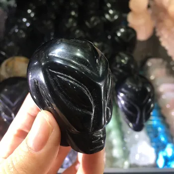 80g Obsidian Negru Cristal Străin Starman Sculptate de Vindecare Craniu