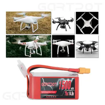 2UNITS GARTPOT 4S lipo Baterie fpv 1500mAh Acumulator Lipo 14.8 V drone Reîncărcabilă baterie drona 75C cu XT60 pentru FPV Elicopter