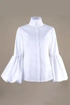 Bluza Femei Tricouri Solidă Plus Dimensiune 3XL Singur Pieptul Buton de Guler Puff Maneca Doamne de Birou Topuri Slim Fit Epocă Îmbrăca