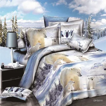 3d urs polar set de lenjerie de pat queen-size carpetă acopere foaie de pat fete de perna set lenjerie de pat
