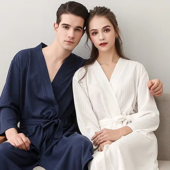 Pe De Vânzare Iubitorii De Vară Suge Apa Kimono-Halat De Baie Femei Bărbați Plus Dimensiune Sexy Vafe Halat De Baie Barbati Halat De Sex Masculin Lounge Robe