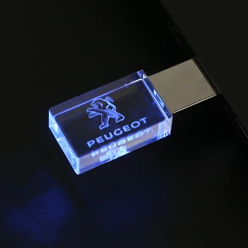 JASTER Peugeot cristal + metal unitate flash USB pendrive 4GB 8GB 16GB 32GB 64GB 128GB Stocare Extern, stick de memorie u disc