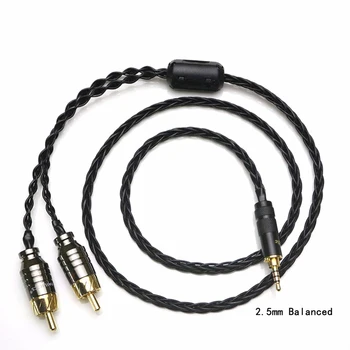 Audiocrast 2.5/3.5/4.4 mm Echilibrat de sex Masculin la 2 RCA de sex Masculin Splitter Cablu Audio 24AWG OCC Argint placat cu Cablu pentru căști Player