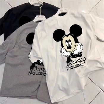Desene animate Disney cu Mânecă Scurtă T-shirt Mickey Mouse Femei Casual de Vara Alb Topuri Tricou Vrac Femme Fetele Harajuku Haine