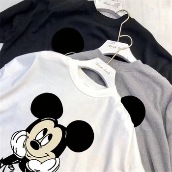 Desene animate Disney cu Mânecă Scurtă T-shirt Mickey Mouse Femei Casual de Vara Alb Topuri Tricou Vrac Femme Fetele Harajuku Haine