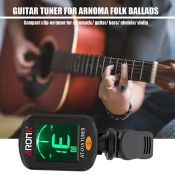 Reîncărcabilă Clip-on Guitar Tuner Ecran Color cu Built-in Baterie Cablu USB pentru Cromatic, Chitara, Bas, Ukulele