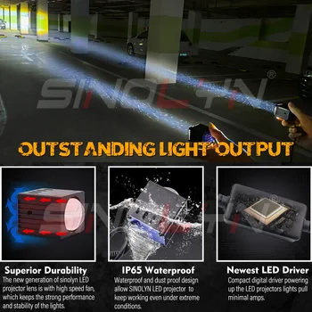 Sinolyn LED-uri de Înaltă Fascicul Proiectoare Obiectiv Pentru Faruri Duble Culori Lumina de Ceață Matrice 5000K/3000K Impermeabil Retrofit Accesorii Auto
