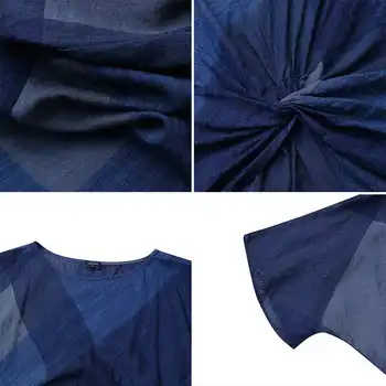 Tipărite Neregulate Bluze Femei Maneca Scurta Camasi 2021 VONDA Vara Gât O Epocă Mozaic Doamnelor Topuri Asimetrice Femme 5XL
