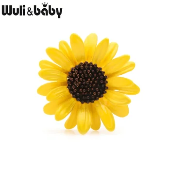 Wuli&copilul Daisy Yellow Ace de Brosa pentru Femei Aliaj de Floarea-soarelui Email Broșe Mamei Cadouri 2019 Trenday Bijuterii