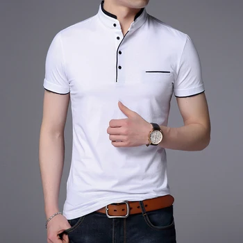Liseaven Bărbați Mandarin Guler T-Shirt de bază tricou barbat maneca scurta tricou de Brand Nou Topuri&Tricouri de Bumbac T-Shirt