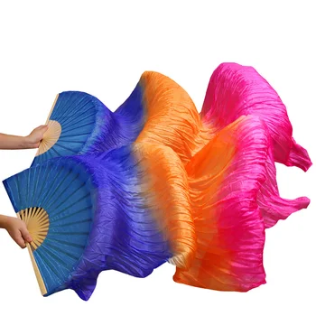 Noul stil de dans Burtă de mătase fan Mătase naturală Mătase Lung Fanii Handmade Gradient de Culoare a Dansului Poate Fi Personalizat