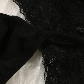 Femei Sexy Dantela body Maneca Lunga Gol Afară de dantelă Neagră costume de Toamna Iarna Salopete Femei Top Corp Salopeta Mujer
