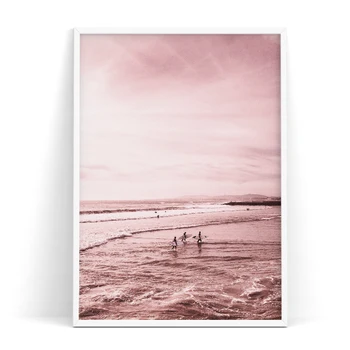 Poster de Arta Fard de obraz Roz de Flori Plajă Decor Scandinav Art Postere si Printuri de Arta de Perete Panza de Imprimare Poza Perete pentru Camera de zi