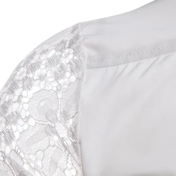 Mens De Flori Mozaic Broderie Dantela Cămașă 2019 Moda Transparent Rochie Sexy Shirt Mens Vedem Prin Club Petrecere Eveniment Combinezon