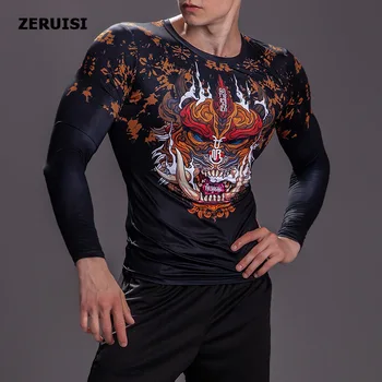 New Sosire 3D Imprimat tricouri Barbati Tricou mulat Costum Topuri cu Maneci Lungi Pentru Fitness Masculin Hip hop Îmbrăcăminte