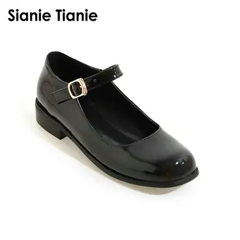 Sianie Tianie ieftine brevet PU rotund toe lolita femeie pantofi catarama curelei dulce femeile mary janes balet pantofi de dans de dimensiuni mari 33-43