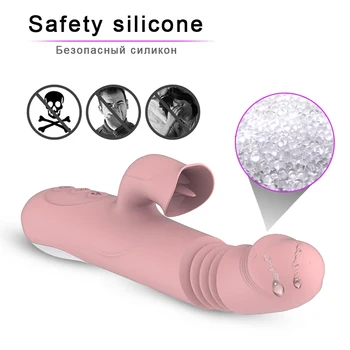 Khalesex Telescopic Rabbit Vibrator 10 moduri cu ral Limba Lins punctul G, Clitorisul Stimulator pentru Adulti Jucarii Sexuale pentru Femei