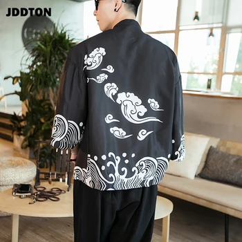 JDDTON Barbati Dragon Model de bun augur Nori Jachete Kimono Japonez Cardigan Retro Straturi de Îmbrăcăminte Tradițională Streatwear JE084