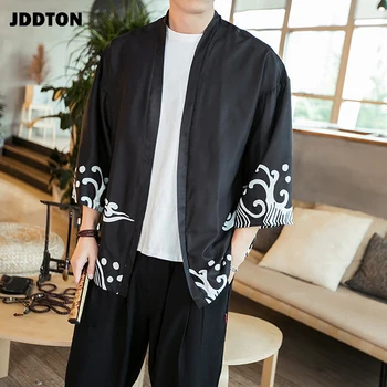 JDDTON Barbati Dragon Model de bun augur Nori Jachete Kimono Japonez Cardigan Retro Straturi de Îmbrăcăminte Tradițională Streatwear JE084