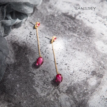 Vanssey Moda Bijuterii Floare Bud Handmade Rose Sticlă Austiran Stras Cercei Lungi Accesoriu pentru Femei 2018 Noi