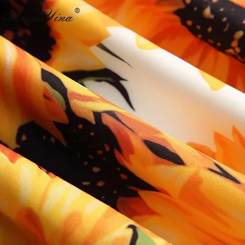 MoaaYina Designer de Moda Pistei Rochie de Vara Femei Spaghete curea Backless de Floarea-soarelui Print Floral Vacanta pe Plaja Rochie