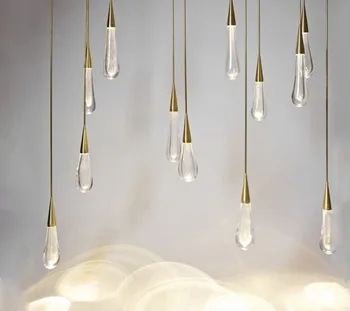 Aur picătură de Apă de Cristal Pandantiv Creative Lumina Europene-stil Lux Lămpi cu LED-uri Moderne de Sticlă Iluminat Interior Restaurant