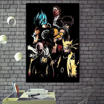 Japonia Anime Personaje De Desene Animate Poster Panza Pictura Goku, Naruto Luffy Postere, Printuri De Arta De Perete Poza Decor Camera Pentru Copii Cuadros