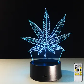 De la distanță Frunze de Arțar 3D Iluzie Vizuală Lampa Acril Transparent Noapte de Lumină Lampă cu LED 7 Culori Schimbare Touch Lampă de Masă Lampă de Lavă