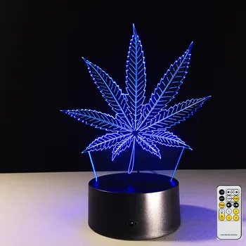 De la distanță Frunze de Arțar 3D Iluzie Vizuală Lampa Acril Transparent Noapte de Lumină Lampă cu LED 7 Culori Schimbare Touch Lampă de Masă Lampă de Lavă