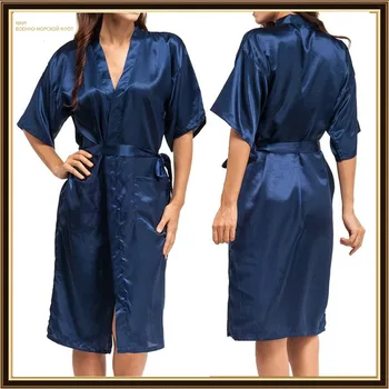 Femei Negru de Vară Satin Kimono-Halat de baie pentru Femei Mireasa, domnisoara de Onoare Haină de Nuntă Rochie Rochie Sexy Solid Jumătate Maneca Sleepwear S-2XL
