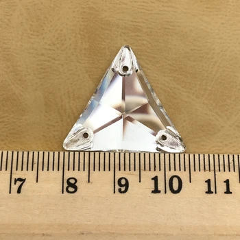 Clar de Cristal de Sticlă Coase Pe Pietre Triunghiulare Cu gaura Cristale Flatback de Argint Jos DIY Rochie de Mireasa Accesoriu Decor