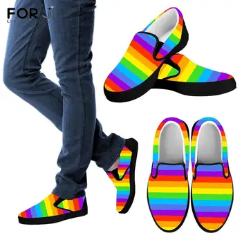 FORUDESIGNS Curcubeu Pride Lgbt Model pentru Femei Balerini Pantofi Zapato Mujer 2019 Doamnelor Pantofi Casual, Pantofi Colorate Femeie Adidași