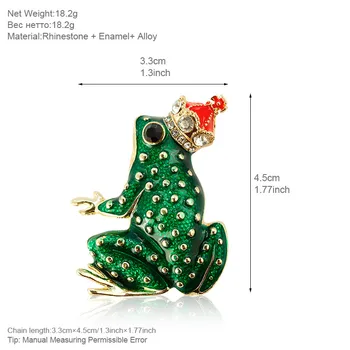 ALLYES Roșie, Prințul Broscoi Brosa Bijuterii de Aur din Aliaj de Cristal Costum de Haine Smalț Verde Pin Animal Mare Pentru Femei Broșe