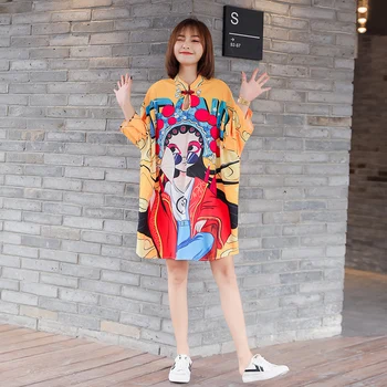XL-5XL Chineză Retro Stil de desen Animat de Imprimare 2021 Vara Femei, Plus Dimensiune Casual Pierde T-shirt de sex Feminin Supradimensionat Teuri Topuri Tee