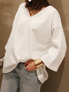 Femei de zi cu Zi T-shirt Japonia, coreeană Fată Tânără Liber Casual din Bumbac de Moda Alb Simplu de Bază de Top 2020 Primăvară Școala de Vară