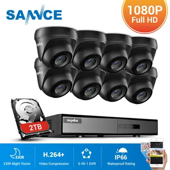 SANNCE 8CH 1080N DVR 1080P camera de Securitate CCTV sistem 8pcs 1080P Camere CCTV P2P Impermeabil în aer liber Supraveghere Video kit