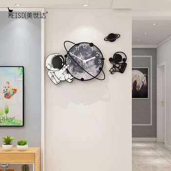 Mic Astronaut Tăcut Cuarț Acrilice Decorative Ceas De Perete Cu Design Modern Living Home Decor De Perete Ceas De Perete Autocolante