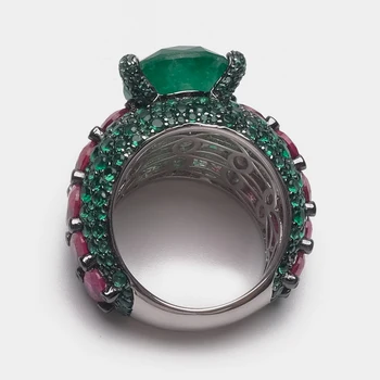 Amorita boutique 925 Verde picătură de apă burghiu plin de design de moda inel strălucitor