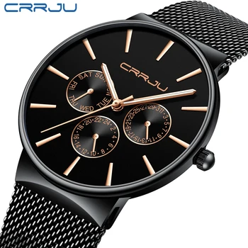 Nouă Bărbați Ceas CRRJU Moda Clasic de Aur Cuarț Oțel Inoxidabil Încheietura Ceasuri Slim Business Casual Lux Ceas reloj hombre